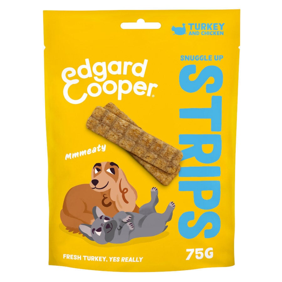75 g Edgard & Cooper Tiras de Pavo y Pollo snack para perros, , large Imagen numero 1